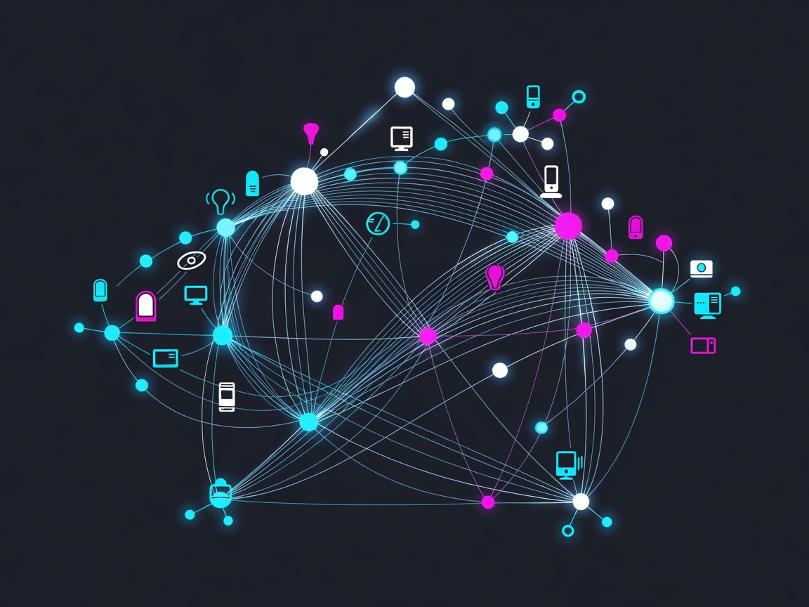 Graphic abstraction of nodes connecting in a smart home network